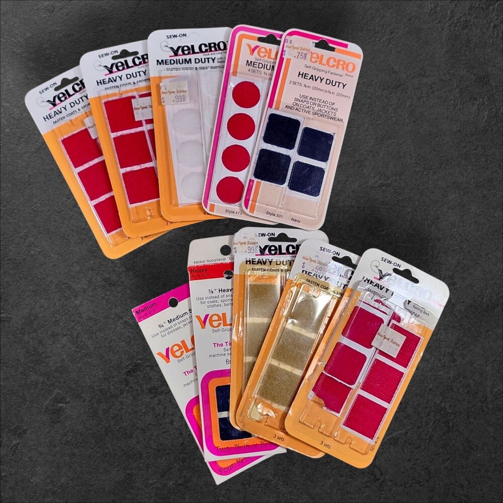 Vintage Velcro Brand 10 Packs Hook & Loop Squares Circles 1978 Red White Blue